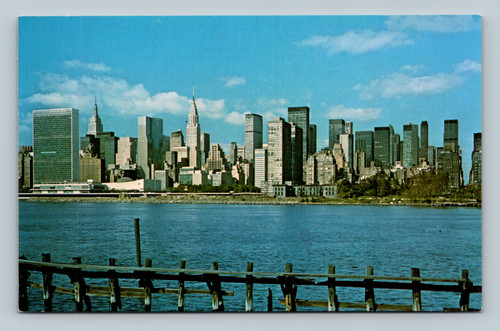 Skyline of Manhattan with United Nations from East River New York City postcard
