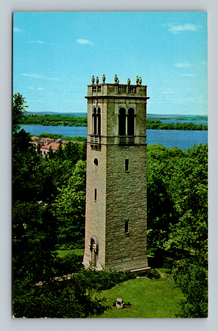 Carillon Tower on the Campus of the University of Wisconsin with Lake Mendota and Picnic Point