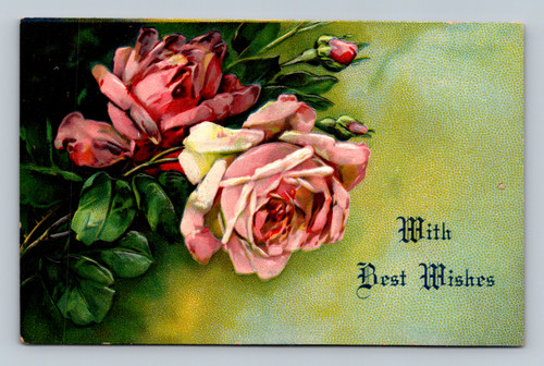 Best Wishes greeting postcard from Quincy USA with One Cent stamp
