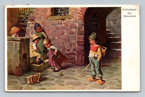 H. Kaulbach Der Störenfried postcard artwork from Dresden, Germany