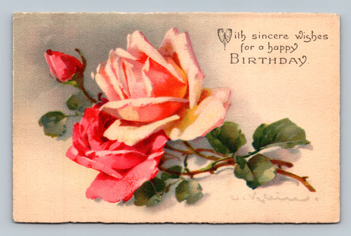 Birthday greeting postcard published by Meissner & Buch in Leipzig Germany