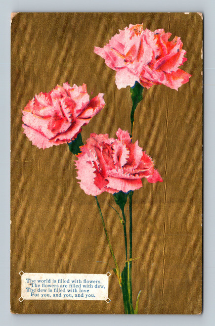 Antique postcard featuring a poem about flowers and love
