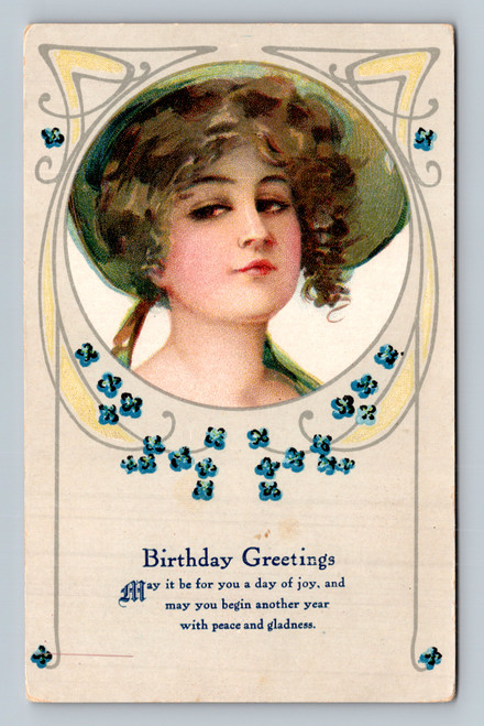 Birthday greetings message postcard by Ikost with domestic and foreign stamps