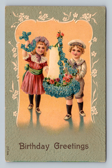 Birthday Greetings vintage postcard unused