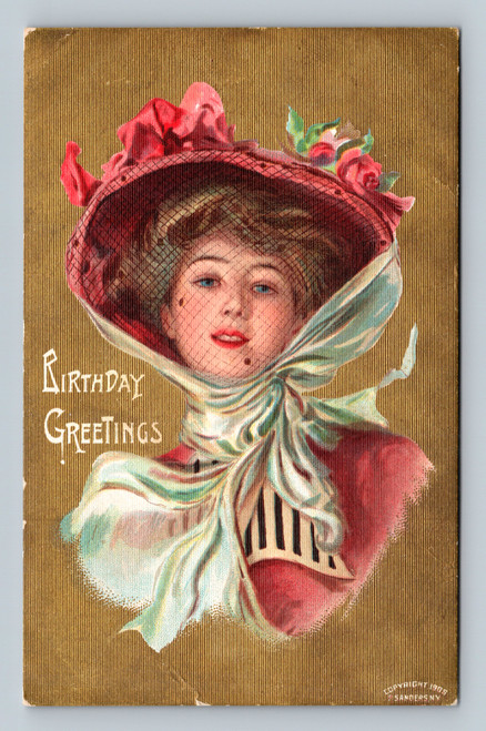Vintage birthday greetings card postmarked KEO 1909 Brighton USA