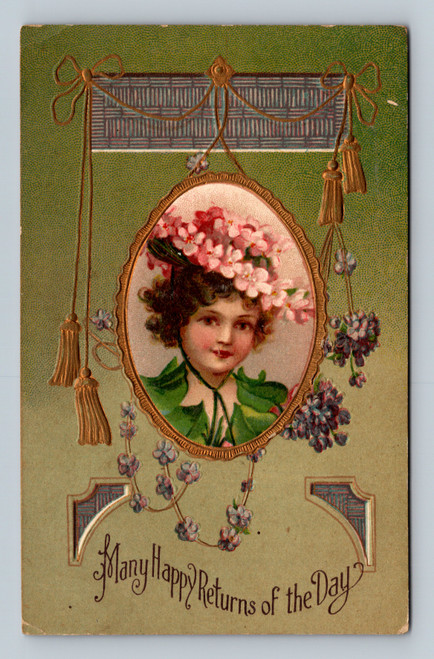 Greeting card Many Happy Returns of the Day printed in Germany
