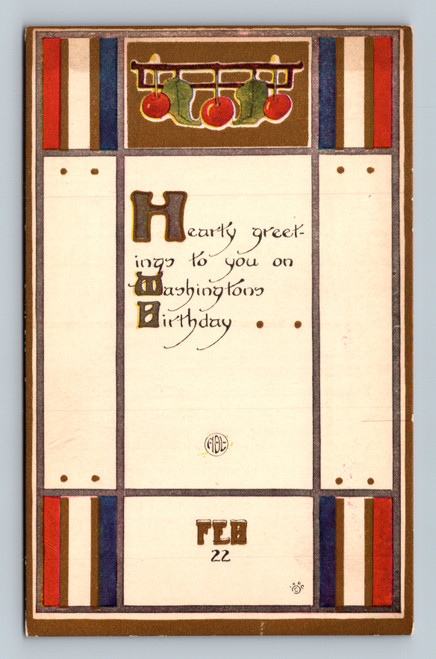 Early greetings on Washington's Birthday postcard by International Art Publishing Co
