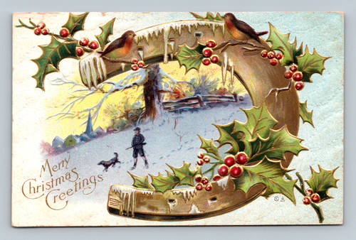 Christmas greetings holiday message postcard from Farmingloi Loca Winkler published by E. Nash