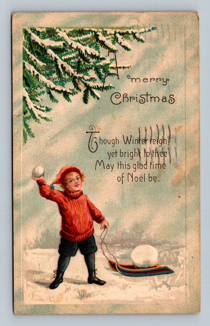 Christmas greeting winter theme postcard printed in Germany 1913