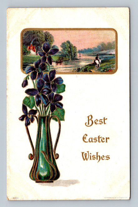 Vintage Easter wishes postcard by Julius Bien & Co. N.Y. with U.S. postage and MERFIET postmark