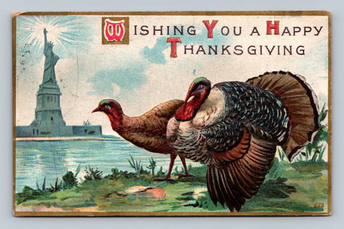 Thanksgiving greeting postcard with one cent stamp and U.S. postmark dated November 24