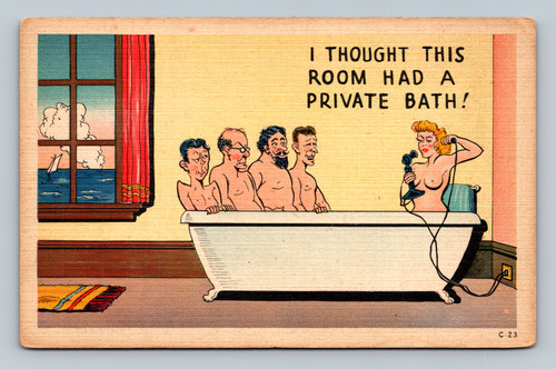 Room with private bath antique postcard