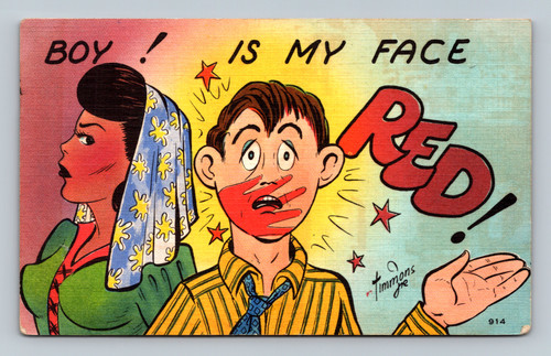 Boy with red face in Hinckley Minnesota postcard