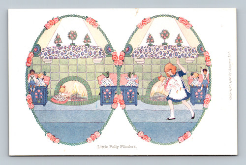 Little Polly Flinders illustration postcard by Augener Ltd London
