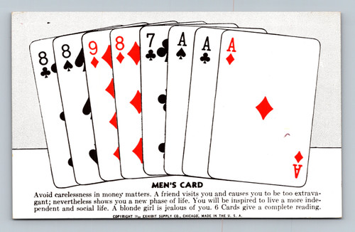 Men's card with fortune reading text by Exhibit Supply Co. Chicago