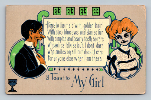 Poem Here's to the maid with golden hair with a toast to My Girl from Whiting Kansas 1916