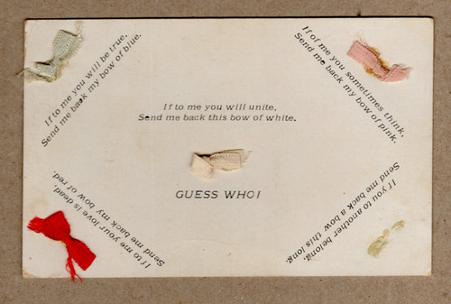 Poem postcard with colored bows representing love from Mentrose Pennsylvania