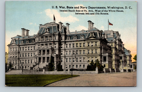 U.S. War, State and Navy Departments building in Washington DC postcard