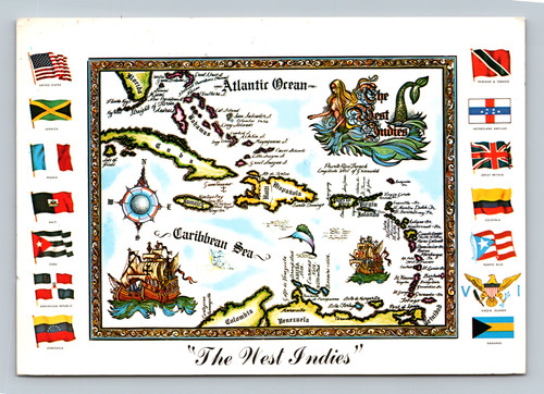 Map of the Caribbean region including Florida Keys, Bahamas, Jamaica, Puerto Rico, and surrounding islands