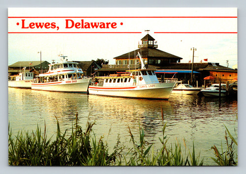 Scenic view of Lewes-Rehoboth Canal with charter fishing boats in Lewes Delaware