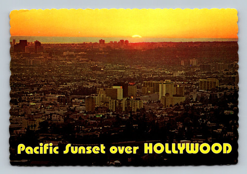 Pacific sunset over Hollywood Hills with views of Century City and Santa Monica