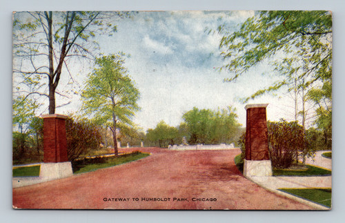 Gateway to Humboldt Park Chicago vintage postcard by V. O. Hammon