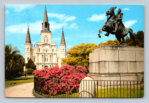 St. Louis Cathedral and Jackson Monument from Jackson Square New Orleans postcard