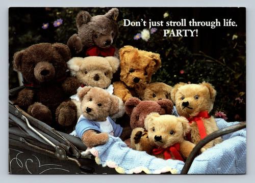 Don't just stroll through life. PARTY! postcard from Allen TX