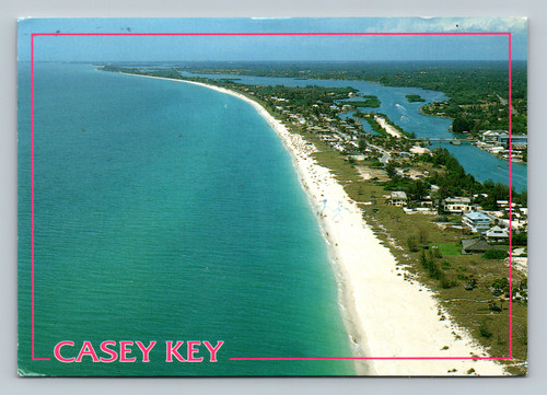 Nokomis Beach with white sand beaches and warm temperatures on Casey Key Florida postcard