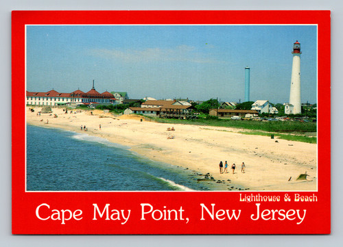 Birdseye view of Cape May Point beach, surf, and lighthouse in New Jersey