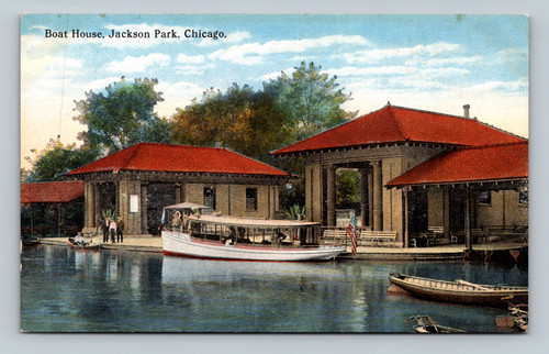 Boat House in Jackson Park Chicago vintage postcard by Max Rigot Selling Co.