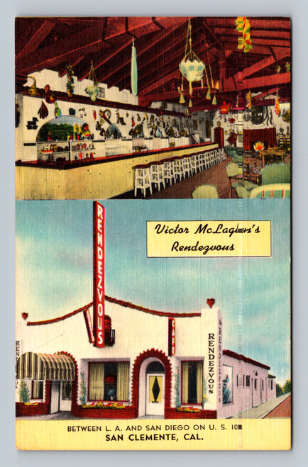 Victor McLaglen's Rendezvous building San Clemente California postcard