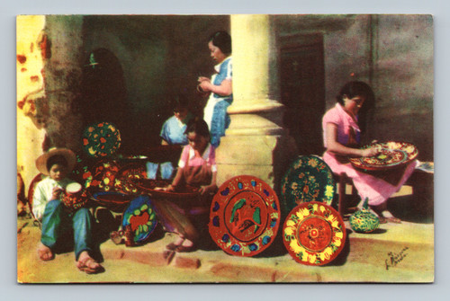 Lacquerware from Uruapan Michoacan Mexico postcard by Publicaciones Fischgrund