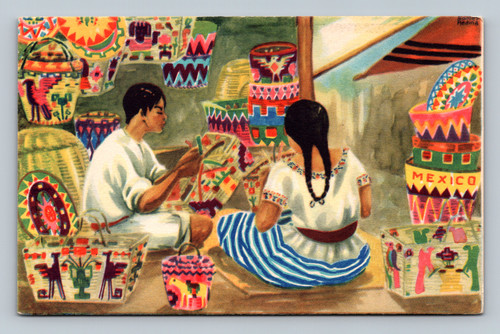 man and woman making baskets in Toluca