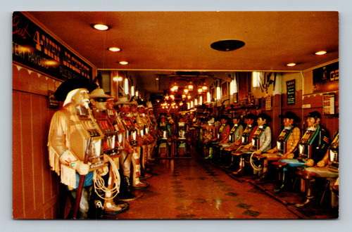 Life-Size Hand-Carved Slot Machines Replica Pioneers of the Old West at Henry's Reno Nevada