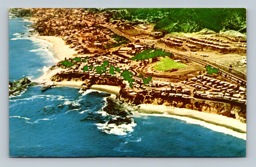 Picturesque Treasure Isle and private beach of Treasure Island Trailer Park near Laguna Beach California