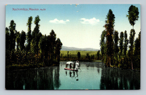 Postcard of Xochimilco canals in Mexico City by Editor F Martin