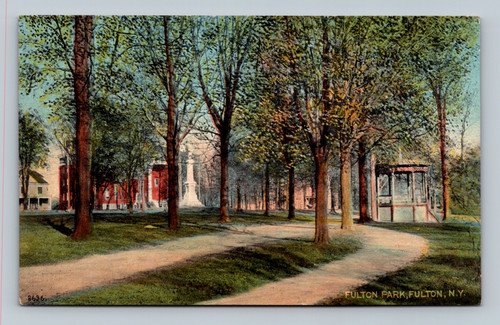Fulton Park in Fulton New York vintage postcard