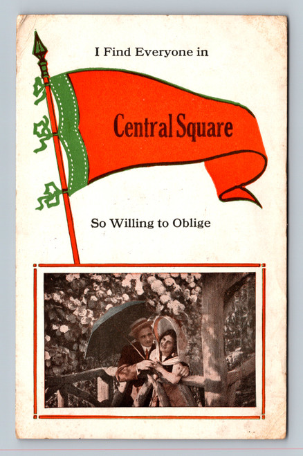 Central Square scene with people vintage postcard