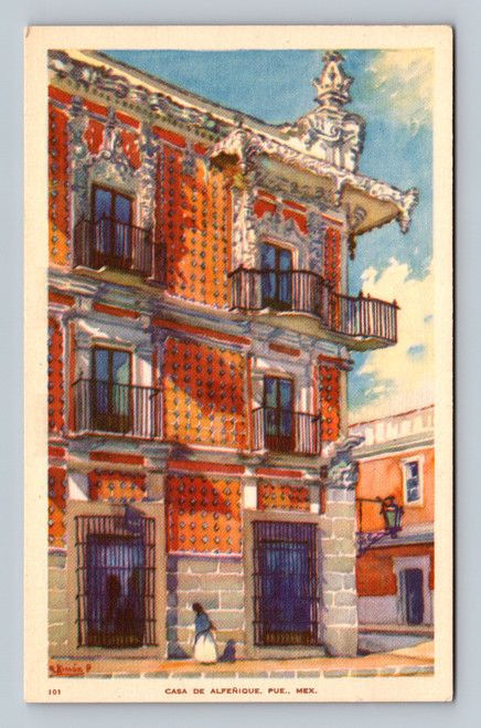 Casa de Alfeñique building in Puebla Mexico postcard