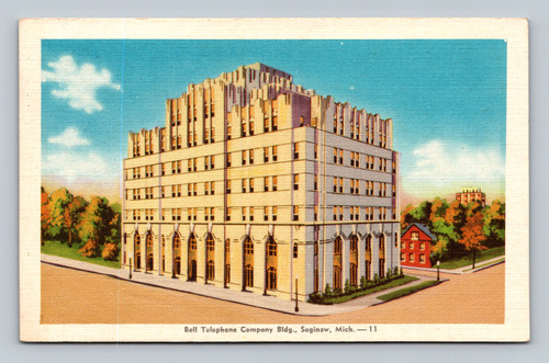 Bell Telephone Company Building Saginaw Michigan vintage postcard
