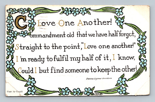 Love One Another commandment text sentimental postcard by The Cargill Company