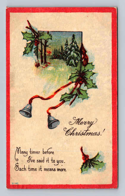 Merry Christmas greeting postcard at Central Square, postmarked Covert Michigan