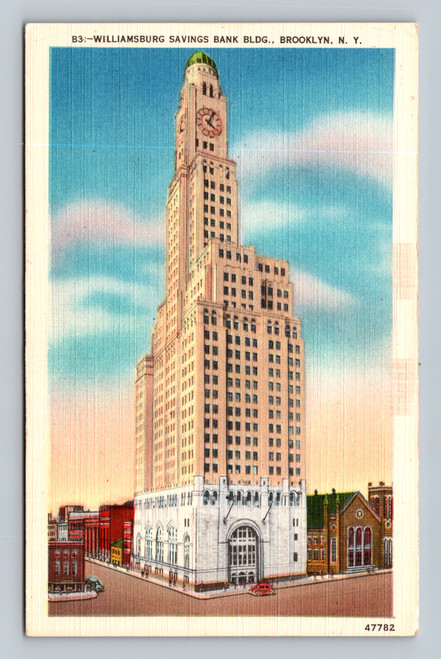 Williamsburg Savings Bank Building Brooklyn NY vintage postcard