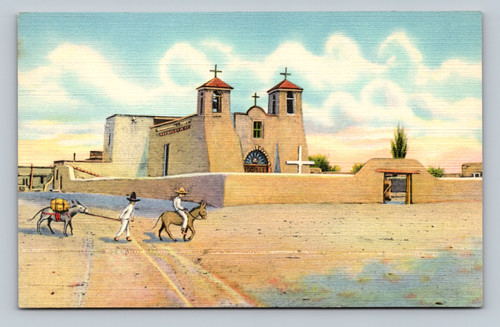 Church at Ranchos de Taos New Mexico postcard by J. R. Willis