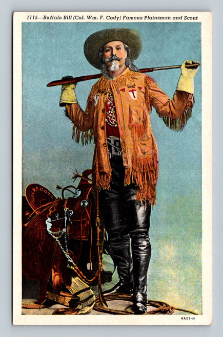 Buffalo Bill Famous Plainsman and Scout postcard from Cody Montana