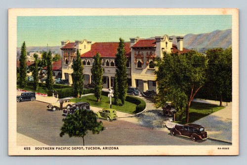 Southern Pacific Depot building Tucson Arizona vintage postcard