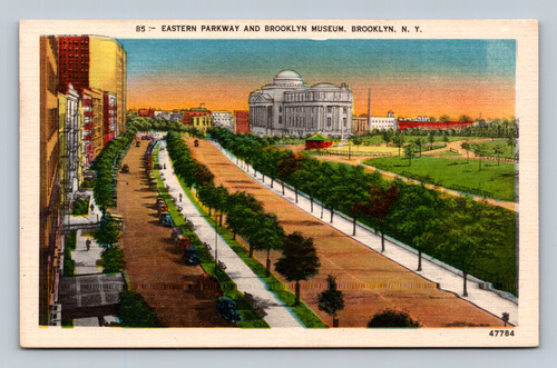 Eastern Parkway and Brooklyn Museum Brooklyn NY vintage postcard