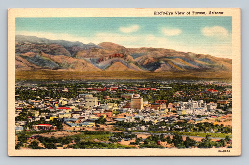 Bird's-Eye View of Tucson Arizona postcard by Curt Teich & Co.