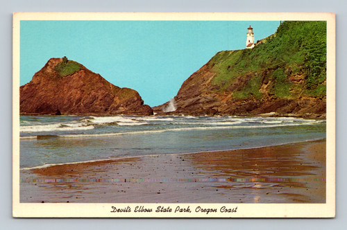 Heceta Head Lighthouse from Devil's Elbow State Park Oregon Coast postcard